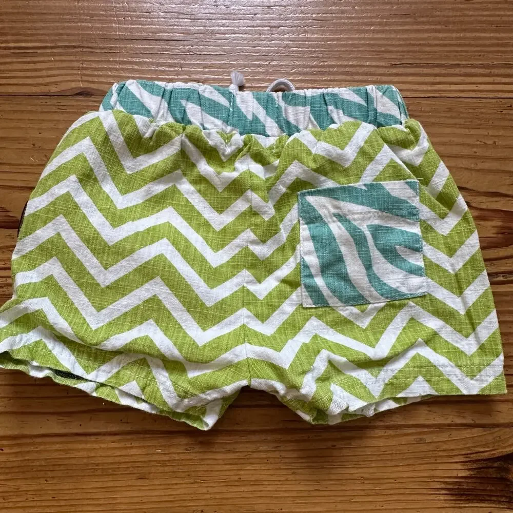 Mudpie‎ green white elephant embroidered swim shorts SIZE 0-6M